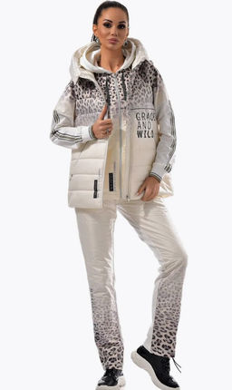 Толстовка из футера комбинированного с принтованной плащевой тканью - А+б коллекция фото 31