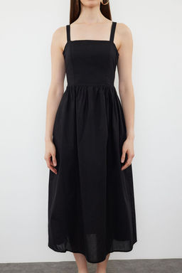 TRENDYOLMILLA Siyah A Kesim Pamuklu Vual Mini Dokuma Elbise TWOSS24EL00775 фото 4