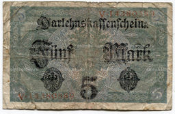 Банкнота 5 марок 1917 года Германия