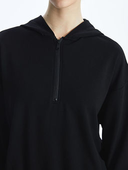 D?z Uzun Kollu Oversize Kad?n Hoodie