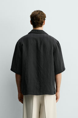 CAMISA BOXY FIT JACQUARD RAYAS / Negro - Zara фото 3