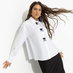 Рубашка с контрастным декором, Стильный вайб (white)