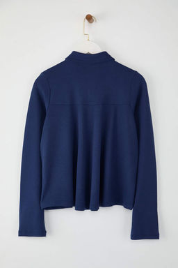 Pembe Tok Kumasl? Polo Yaka Dugmeli Relaxed/Rahat Kal?p Orme Bluz TWOAW26BZ00074