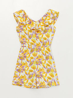 Kay?k Yaka Desenli K?z ?ocuk Tulum