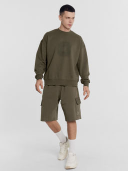 Свитшот мужской в цвете хаки с печатью т.полынь +печать 121868/1 - Mark formelle фото 2