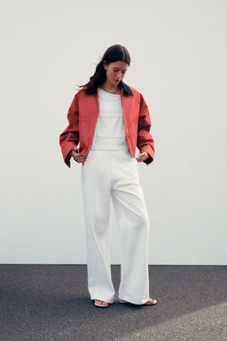 WAXED JACKET WITH CONTRAST COLLAR