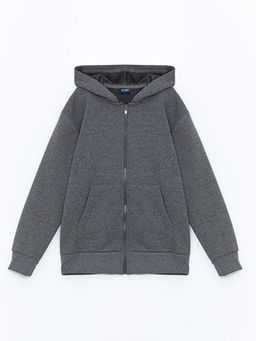 Kap??onlu Erkek ?ocuk Kal?n Fermuarl? Sweatshirt