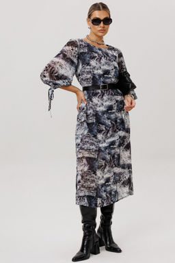 Платье ANELLI 1733 леопардовый серый