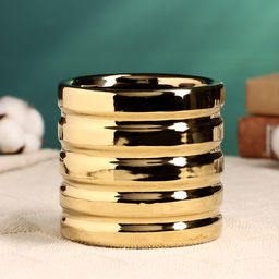 Декоративный горшок для цветов «Золотые грани», 10×10×10 см, керамический, золотистый