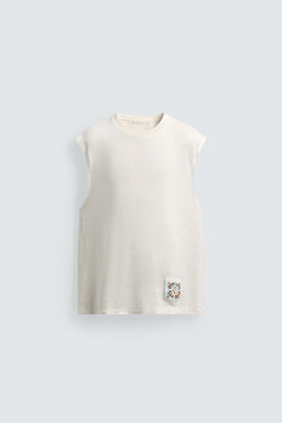 CAMISETA TANK ALGOD?N - LINO PARCHE / Blanco