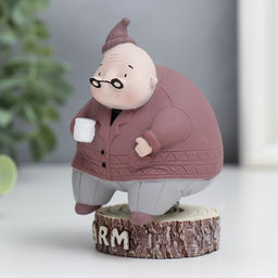 Фигурка на пружинке «Дедуля в колпаке, с кружкой», полистоун, 8.5×5.5×6 см