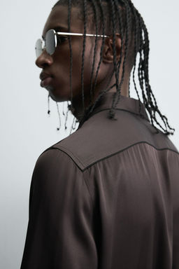 SATIN SHIRT WITH CONTRAST TRIMS - Zara фото 6