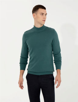 Ye_il Slim Fit Yar_m Bal_k__ Yaka Basic Triko Kazak - Pierre cardin фото 4