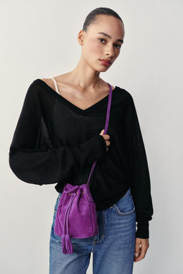 MINI BANDOLERA FRUNCIDA PIEL / Morado - Zara фото 2