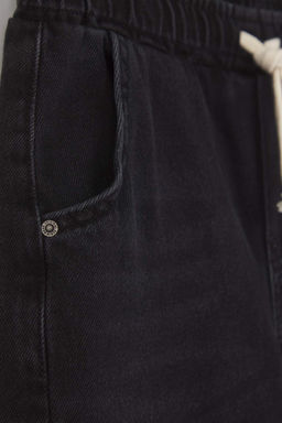 Siyah 100% Pamuk Ayarlanabilir Lastikli Kordonlu K?z Cocuk Denim Jeans TKDAW26JE00009 - Trendyolmilla фото 4