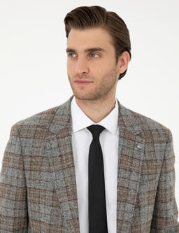 F_me Slim Fit Y_n Kar___ml_ Ekose Ceket