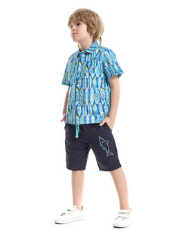 Рубашка на пуговицах из набивного полотна UD 7928 синий surf - Mini maxi фото 4