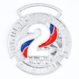 Цена за 2 шт. Медаль призовая «2 место» серебро, d=3.5 см, без ленты