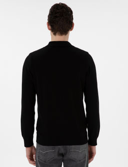 Siyah Slim Fit Fermuarl_ Polo Yaka Basic Triko Kazak - Pierre cardin фото 5