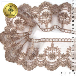 Кружево на сетке KRUZHEVO арт.TBY.40472 шир.80мм цв.N4815 кофе уп.13,71м