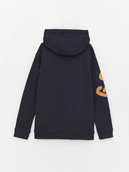 Bask?l? Uzun Kollu Erkek ?ocuk Hoodie - Waikiki фото 2