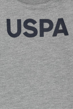 Erkek Bebek Gri Melanj Bisiklet Yaka Basic Sweatshirt