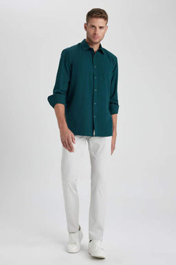 Рубашка из поплина с длинным рукавом стандартного кроя - Defacto фото 5