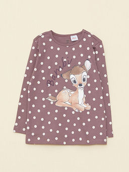 Bisiklet Yaka Uzun Kollu Bambi Bask?l? K?z Bebek Pijama Tak?m? - Waikiki фото 2