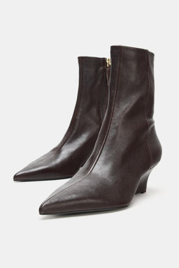 LEATHER WEDGE HEEL ANKLE BOOTS - Zara фото 11