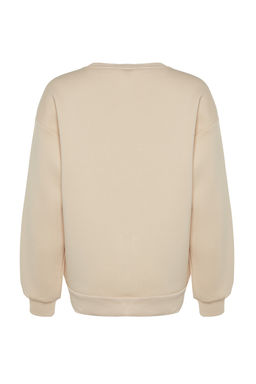 Tas Oversize/Rahat Kesim Basic Bisiklet Yaka Kal?n/Ici polarl? Orme Sweatshirt TWOAW24SW00102