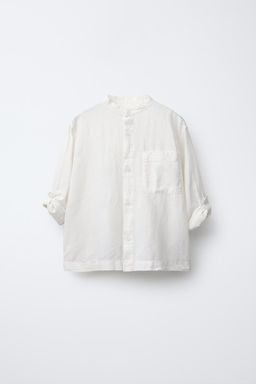 LINEN SHIRT WITH STAND COLLAR - Zara фото 3