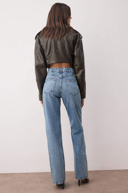 Antrasit Yuksek Bel Genis Paca Wide Leg Jeans TWOAW26JE00083 - Trendyolmilla фото 4