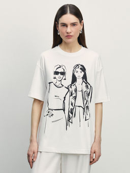 Футболка оверсайз с принтом / Zarina  фото 3