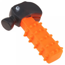 Игрушка для собаки "Молоток с глазками" 14х3х8см, с пищалкой, с шипами, ПВХ, фактурная, цвета микс (салатовый, ярко-оранжевый, фуксия), "Pet toys" (Китай)