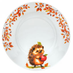 Тарелка мелкая фарфоровая "Ежик" д175мм, h25мм, гладкий край (Россия)