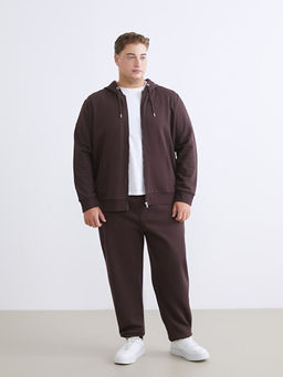 B?y?k Beden Kap??onlu Erkek Kal?n Fermuarl? Sweatshirt