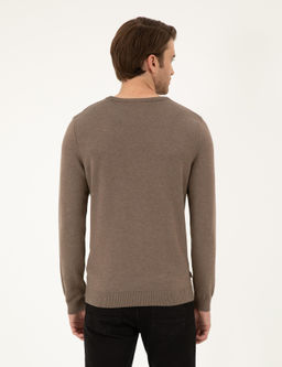 Vizon Melanj Slim Fit Bisiklet Yaka Basic Triko Kazak