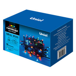 ULD-S1000-120/DBA MULTI IP67 Гирлянда светодиодная с контроллером, 10м. 120 светодиодов. Разноцветный свет. Провод черный. ТМ Uniel