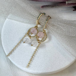 Серьги из Розового кварца и Селенита