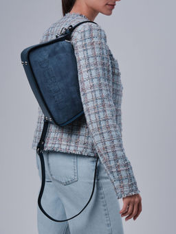 Сумка замшевая на плечо Deboro 30790 синяя волна