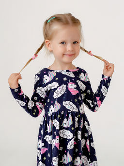 Платье Эля синий единороги - Sovalina фото 2