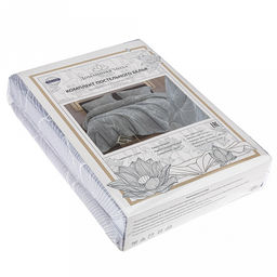 Постельное белье, комплект 2-х спальный Аквилегия серый, 4 предмета: пододеяльник 175х215см, евро-простыня 220х240см, 2 наволочки 70х70см с клапаном-запахом, поплин 115г/м2, хлопок 100%, упаковка классическая ПВХ 32х41см, Домашняя мода (Россия) фото 3