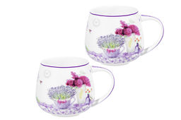 Набор 2 кружек 400 мл 13*10*8,5 см Лаванда бочонок, NEW BONE CHINA