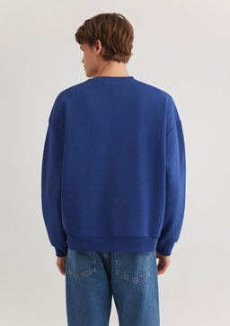 Bisiklet Yaka Mavi Basic Sweatshirt  фото 5