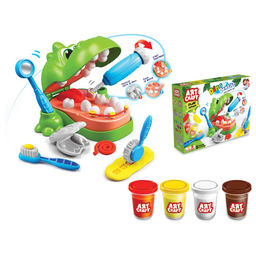 Набор для лепки АЯТ CRAFT "Дино - дантист" 5цв.*56гр (03677) динозавр, форма для зубов, инструменты 4шт.