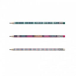 Цена за 2 шт. Карандаш ч/гр. ErichKrause "Tartan" НВ, трехгранный, с ластиком, ассорти (56010)