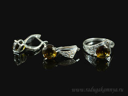 Кольцо Серьги с цирконом искусственным, цв.топаз размер 20