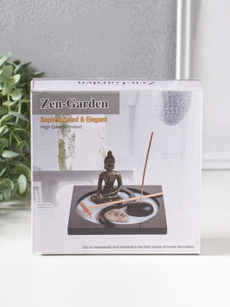 Сад Дзен "Будда в кремовом у гонга" песок+камни+аромапалочки 13,2х15х16 см