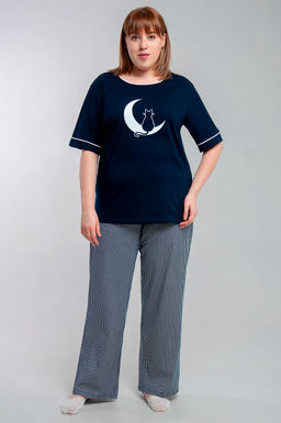 Арт. 10101 Пижама с брюками 44-54 (6 шт) Цвет:верх-темно-синий,низ бело-синий - Калинка фото 8