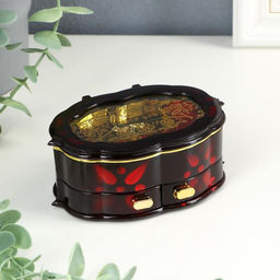 Шкатулка музыкальная Овал с ящиками, пластик, 8?11.5 см